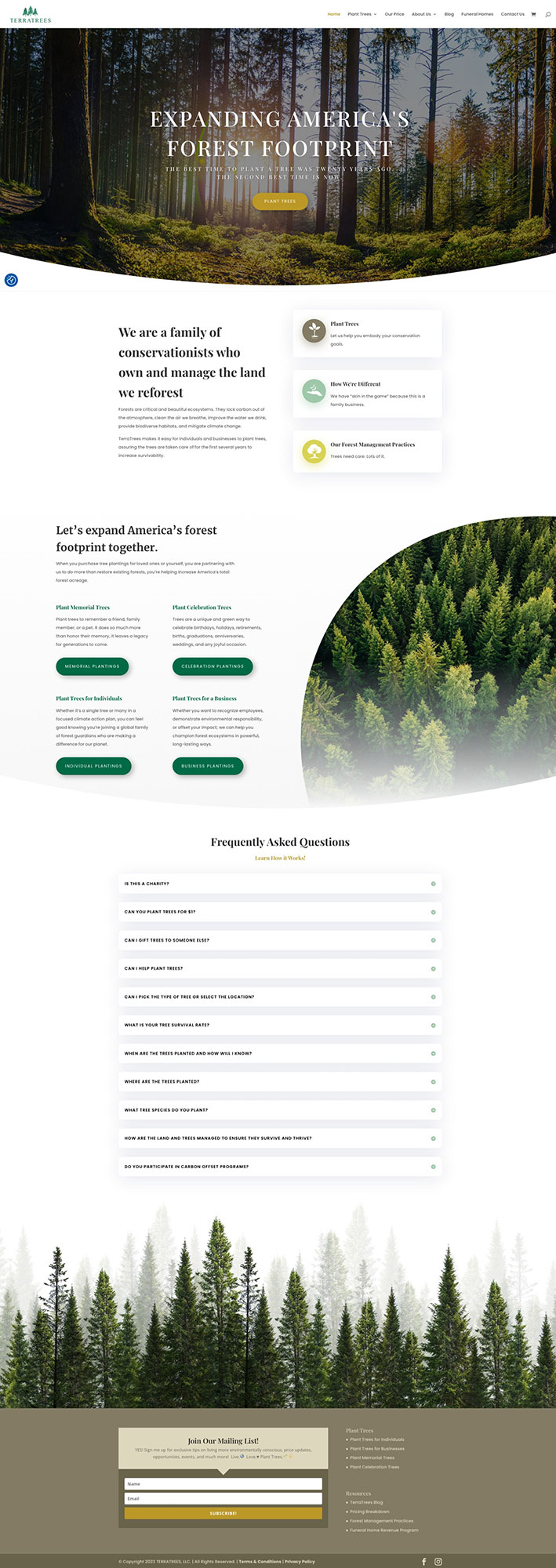 TerraTrees Home Page Screenshot